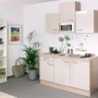 Flex-Well Singleküche Orlando, 150 cm, Kaschmir Glanz/Sonoma Eiche, mit Kochfeld, Spüle und Mikrowelle.