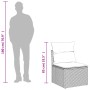 vidaXL Garten-Sofagarnitur, 11-teilig, grau, Poly Rattan, mit Maßangaben und Person zum Größenvergleich.