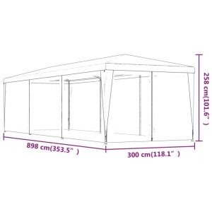 Anthrazitfarbenes Partyzelt 3x9 m mit Mesh-Seitenwänden für Gartenpartys & Events.