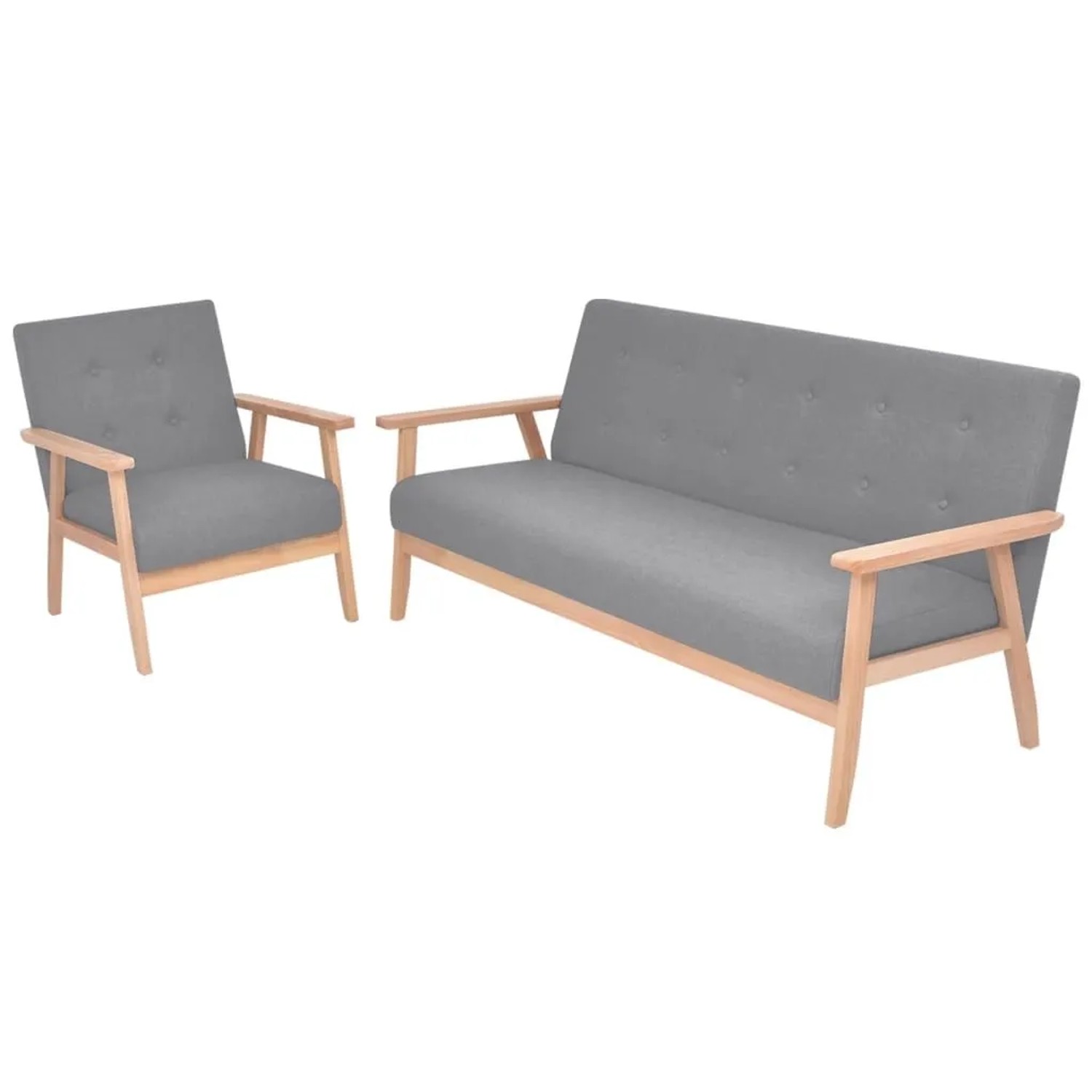 vidaXL Sofa-Set 2-Tlg Stoff Hellgrau 275177