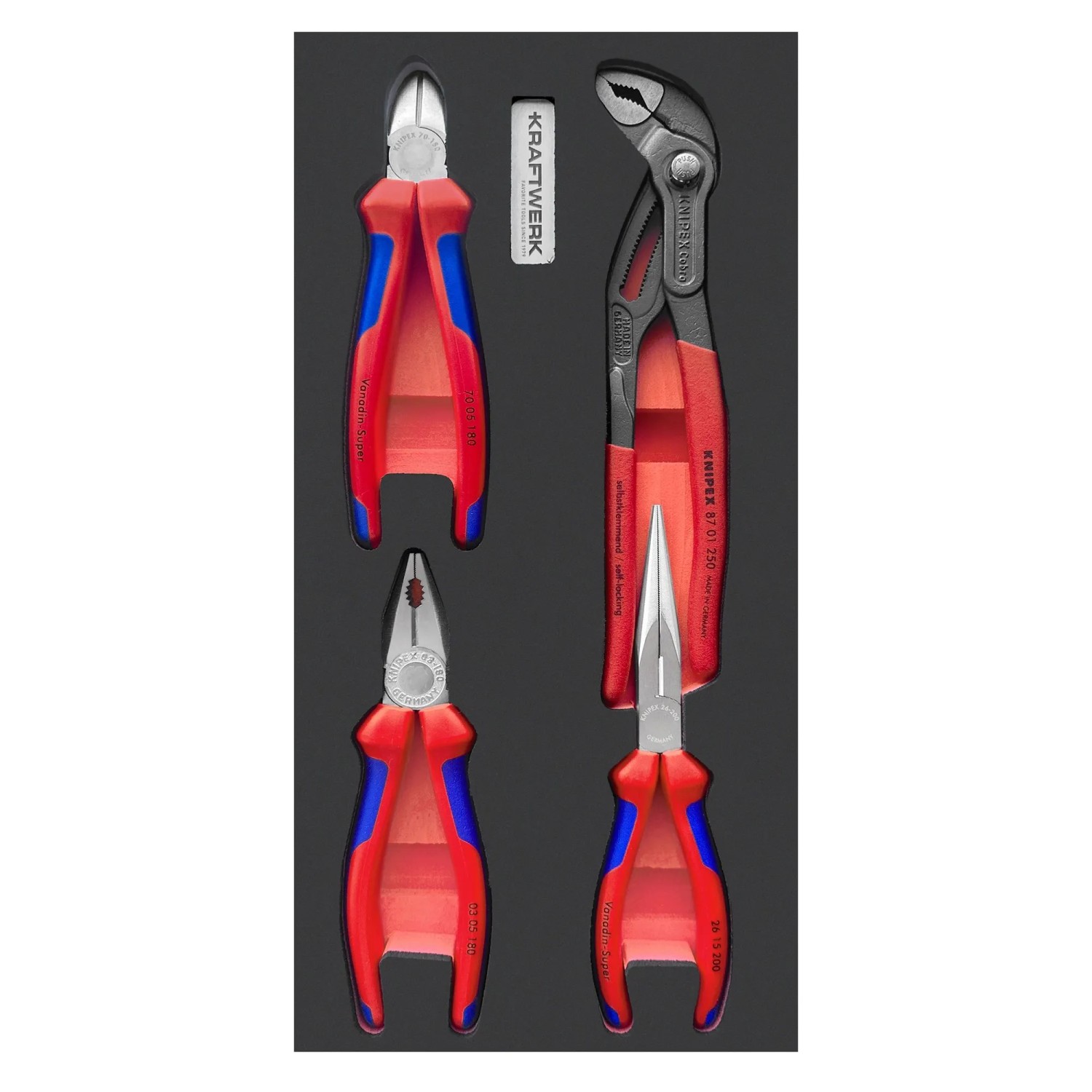 Kraftwerk Werkzeugset KNIPEX Zangensatz 20 cm x 40 cm Einl 4-tlg Rot