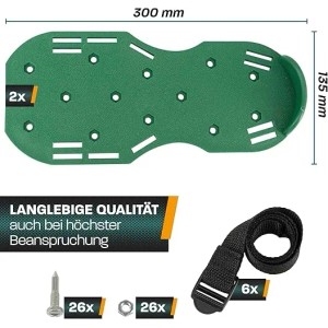 Hinrichs Nagelschuhe, 2er Set, grün, mit Spikes und Befestigungsmaterial für die Bodenbearbeitung.