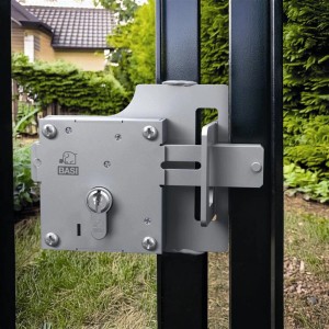 BASI Aufschraub-Torschloss ATS 80 für Metalltore, rechts/links verwendbar.