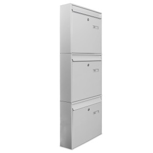 Banjado Briefkasten Anthrazit mit Eulenmotiv, 3er-Set für Mehrfamilienhaus.