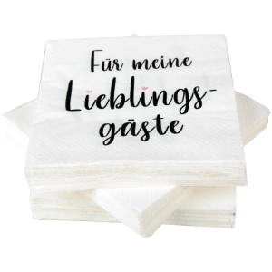 Bestlivings Servietten mit Aufdruck "Für meine Lieblingsgäste", 3-lagig, 100er Pack.