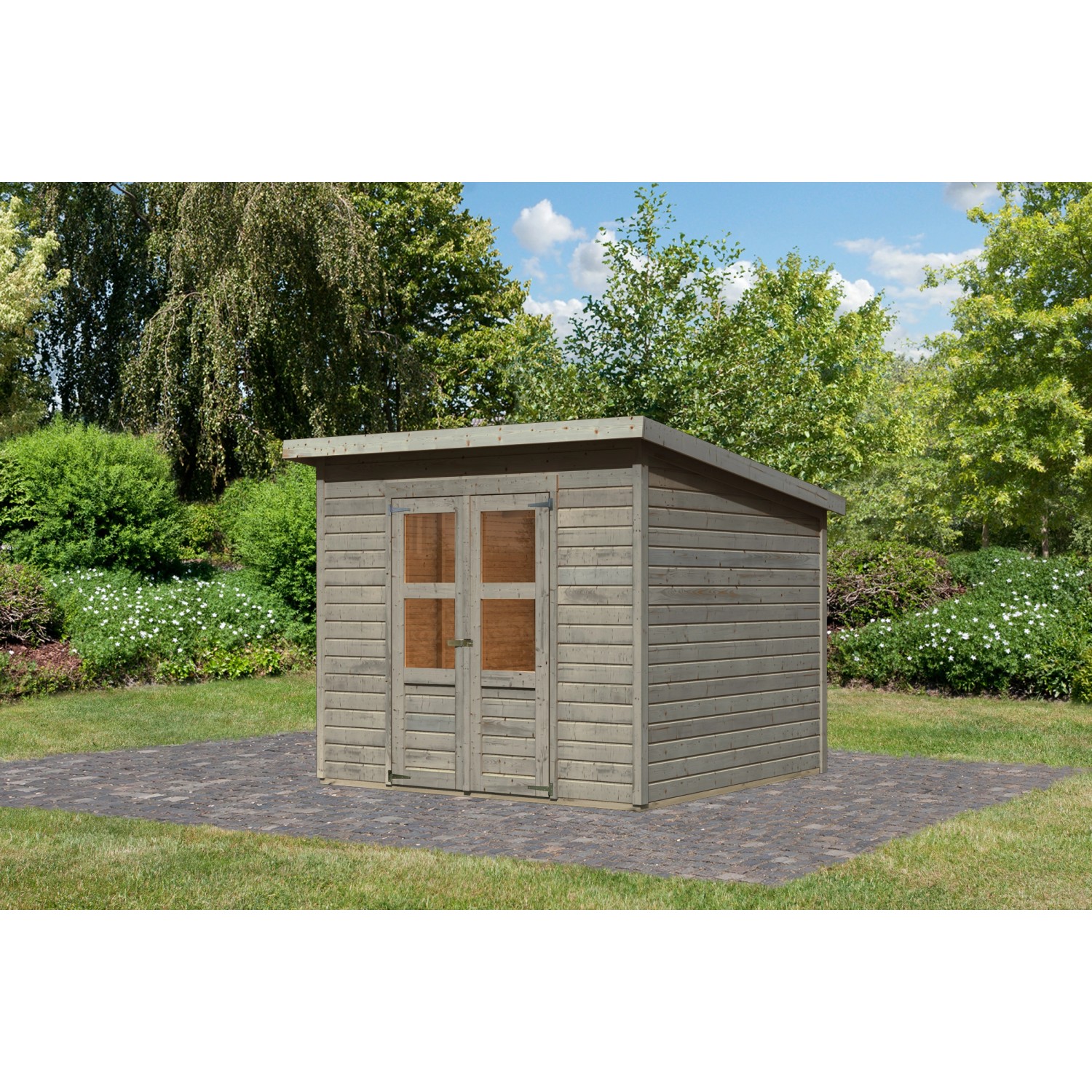 Karibu Gartenhaus Vellinge 6 Vorvergraut 219 x 238 x 240 cm günstig online kaufen