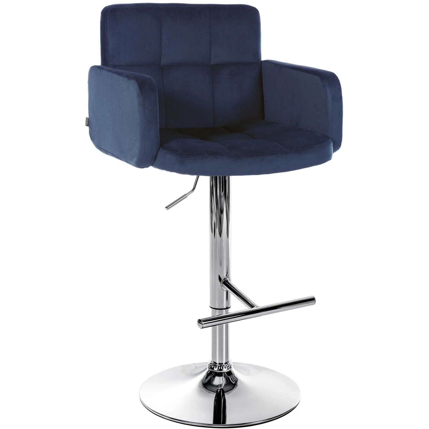 DELUKE Barhocker SUTUN Samt Blau 60x56x93cm Silber Barstuhl Mit Lehne Drehbar Tresenhocker Tresenstuhl