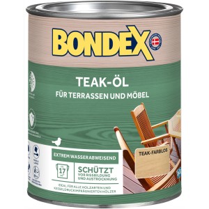 Dose Bondex Teak-Öl Transparent 750ml für Holzschutz und Pflege im Außenbereich.