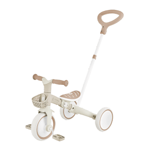 Globber Learning Trike 3in1 Plus Dreirad und Laufrad für Kinder 8/7 Zoll TPR-Sattel Höhenverstellb Taupe