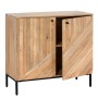 MCW Highboard L95 aus Mangoholz, 86x90x43cm, mit 2 Türen, Regalböden und schwarzen Metallfüßen.