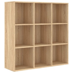 VidaXL Bücherregal Sonoma-Eiche, 98x30x98 cm, Holzwerkstoff, Wandregal mit 9 Fächern.