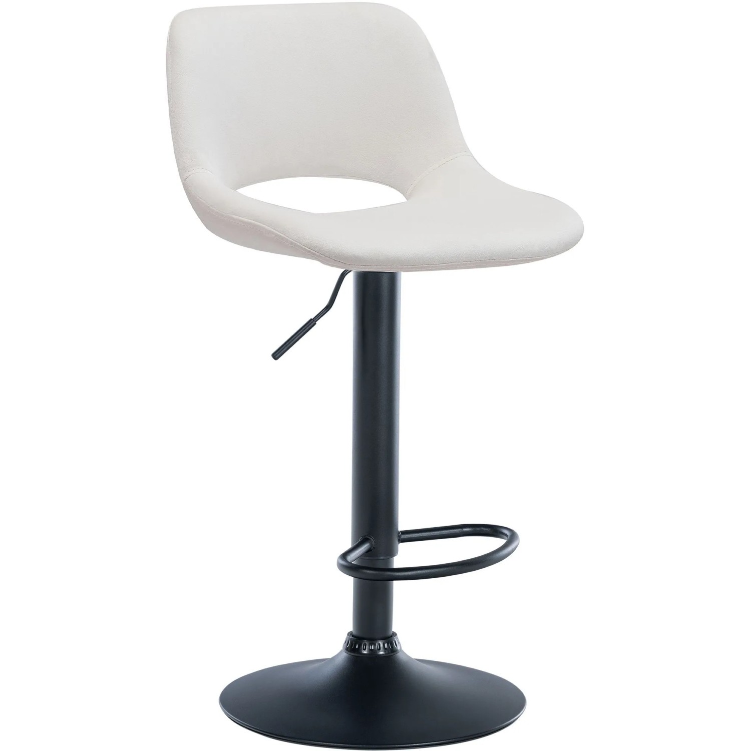 DELUKE Barhocker JAKSON Creme Samt Schwarz Barstuhl Mit Lehne Tresenhocker Tresenstuhl