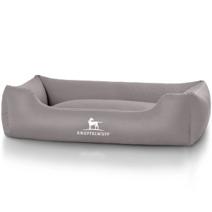 Graues Knuffelwuff Hundebett Sidney aus Kunstleder, Größe XL (105x75cm).