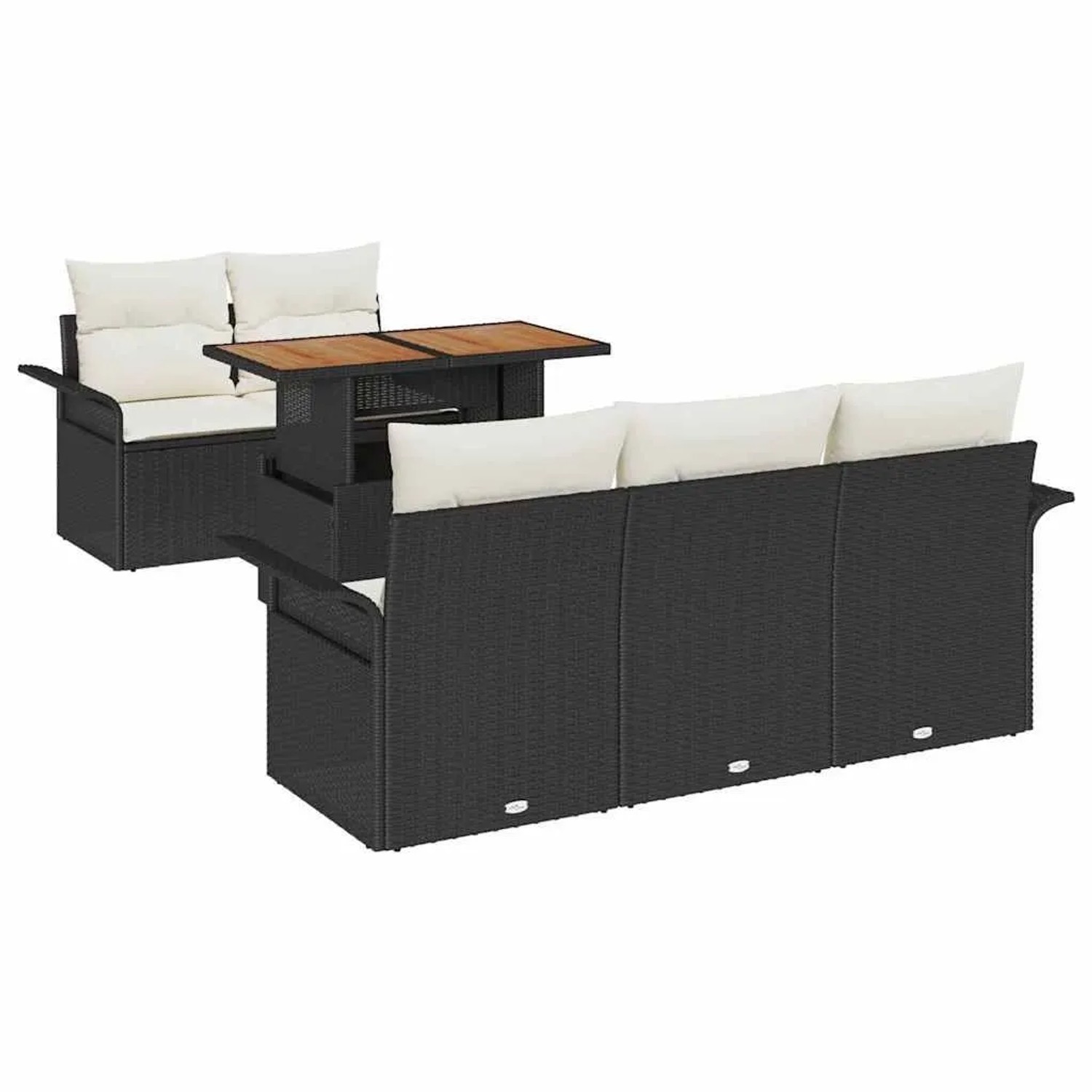 vidaXL Gartensofa-set mit Kissen 6-Tlg Schwarz und Creme Poly-Rattan 334927 günstig online kaufen