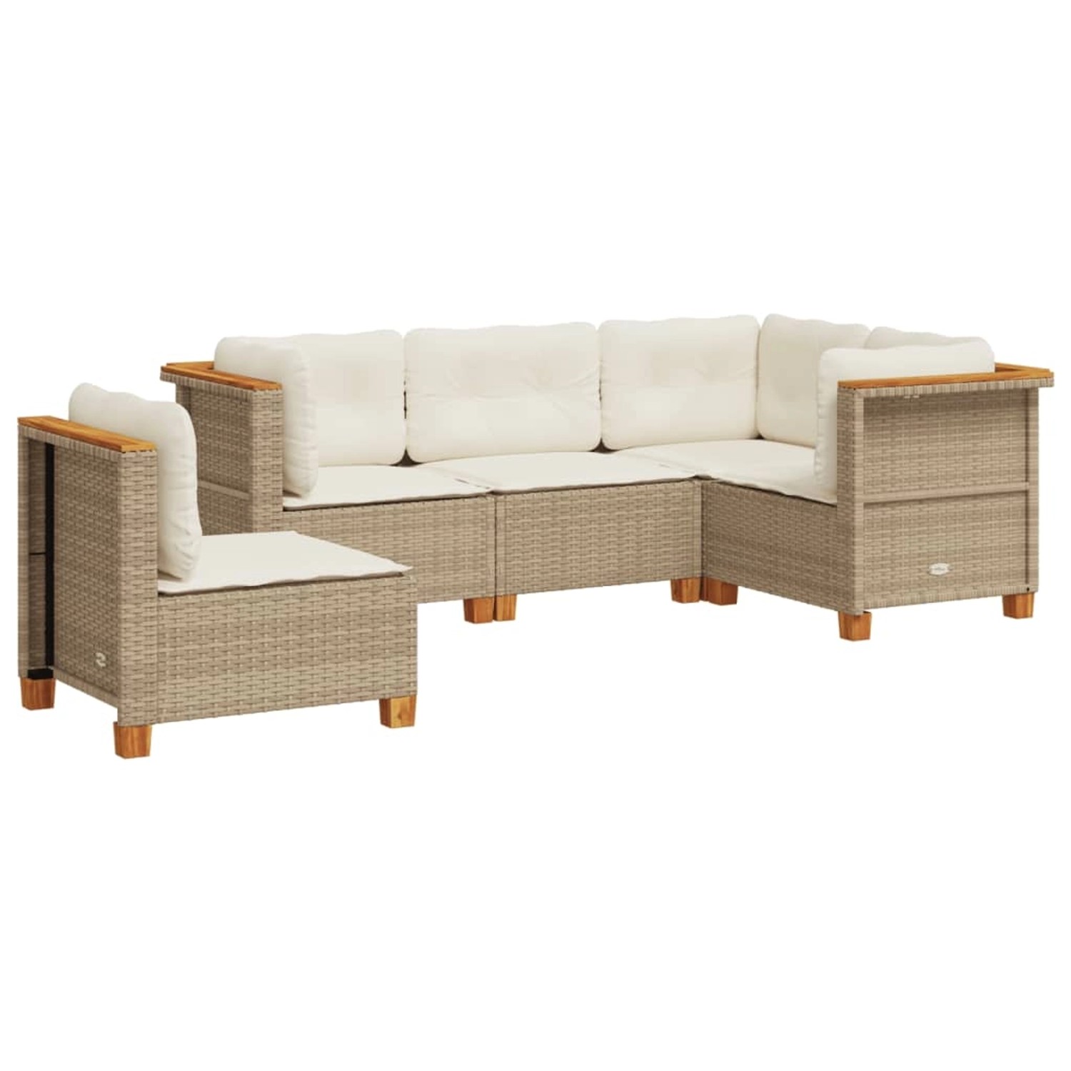 vidaXL 5-Tlg Garten-Sofagarnitur mit Kissen Beige Poly Rattan 3261835 günstig online kaufen