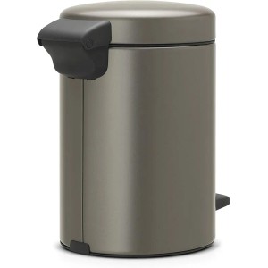 PROREGAL Tretmülleimer, 3 Liter, Platin Metall, mit Soft-Verschluss.