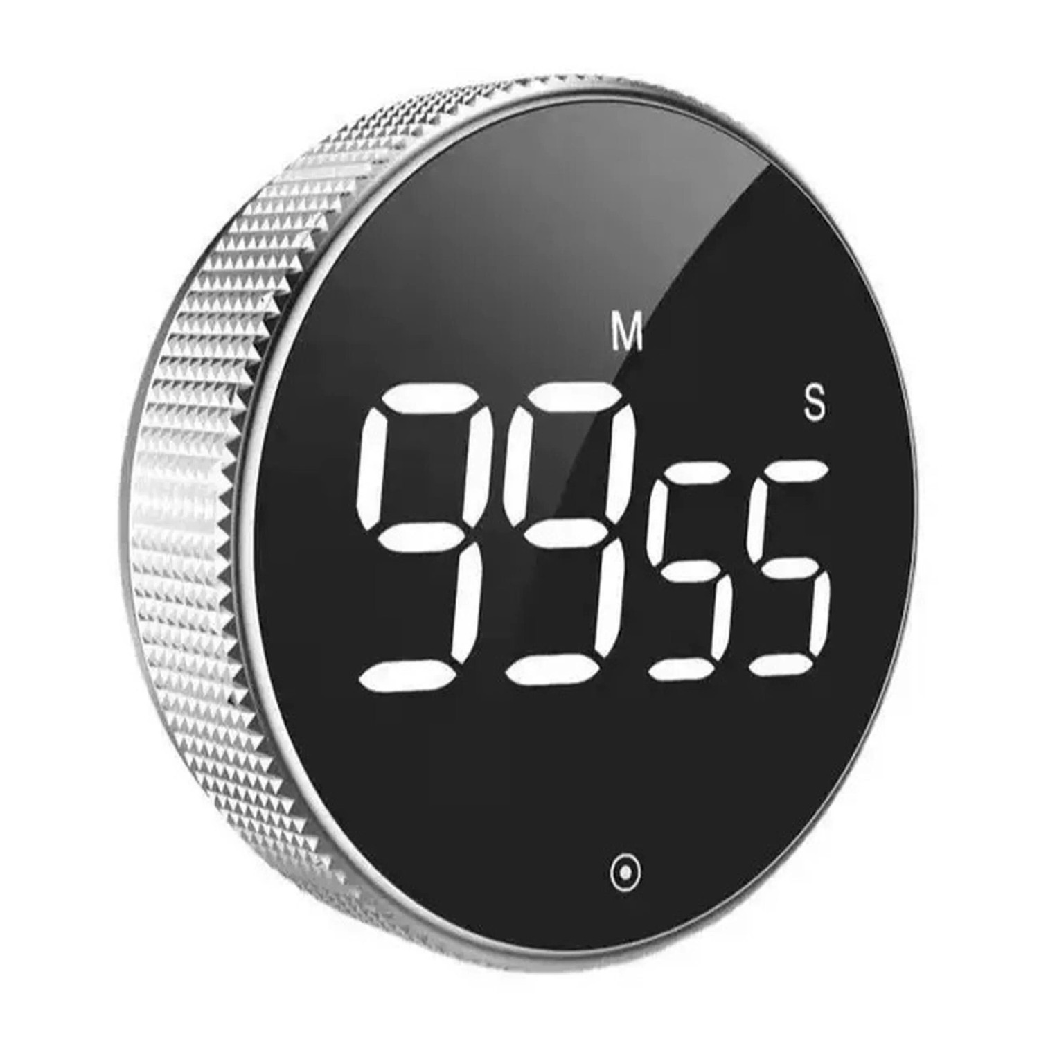 Relaxdays Küchentimer Kunststoff Silber LED Magnetisch ø 7.5 cm x 3 cm 0.07 kg