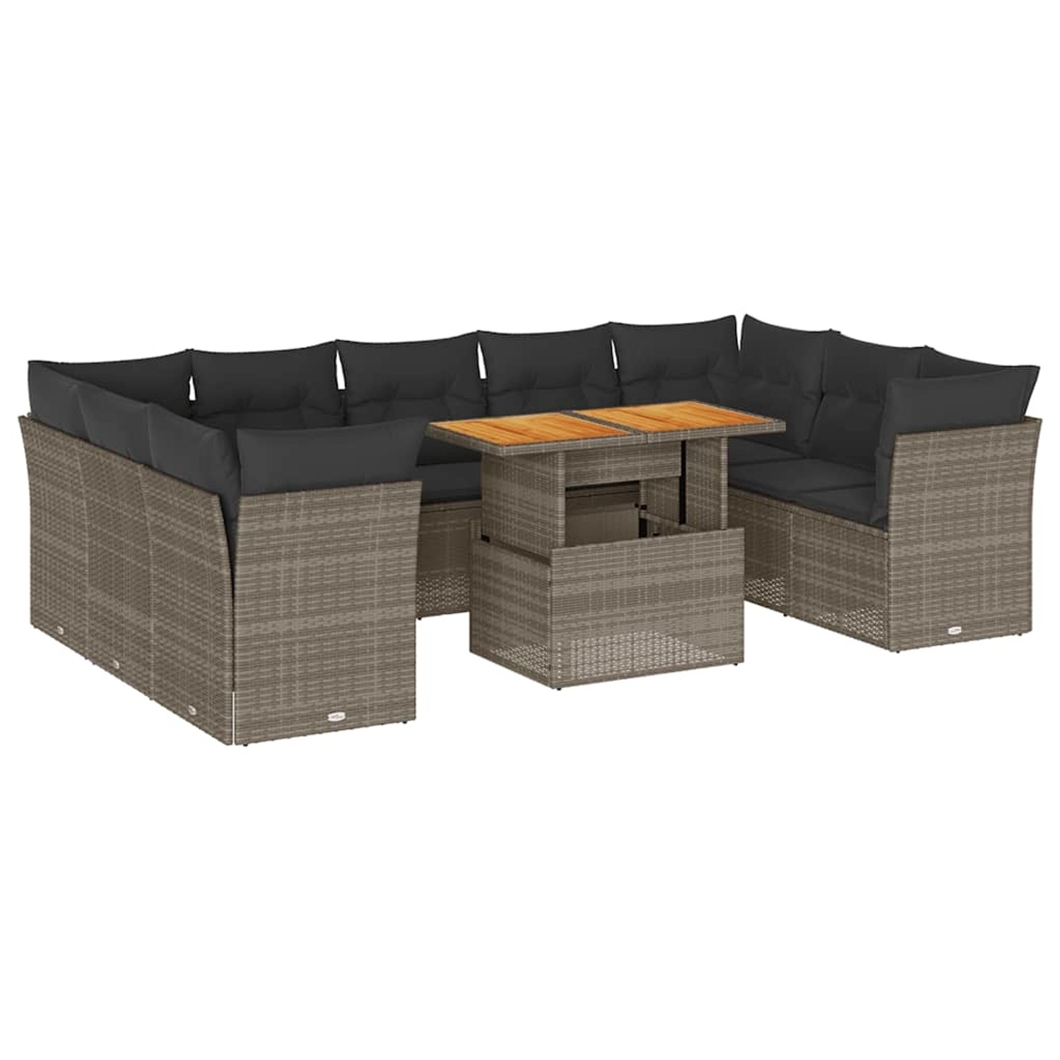vidaXL 10-Tlg Garten-Sofagarnitur mit Kissen Grau Poly Rattan 3326972 günstig online kaufen