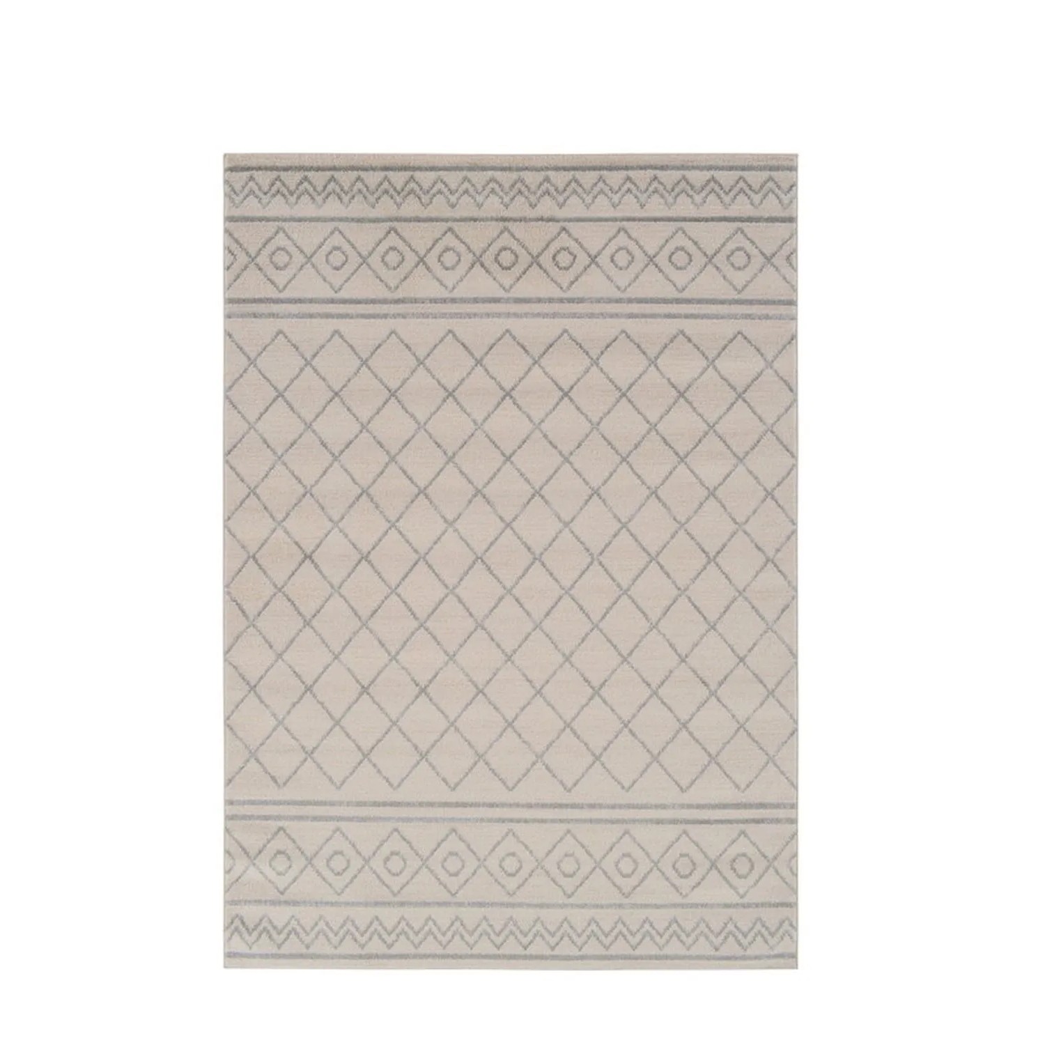 Vercai Rugs Teppich Firenze Weiß Hellgrau 60 x 100 cm