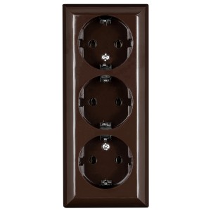 REV Ritter Aufputz-Steckdose PlanoLuxe 3-fach in Braun für die Elektroinstallation.