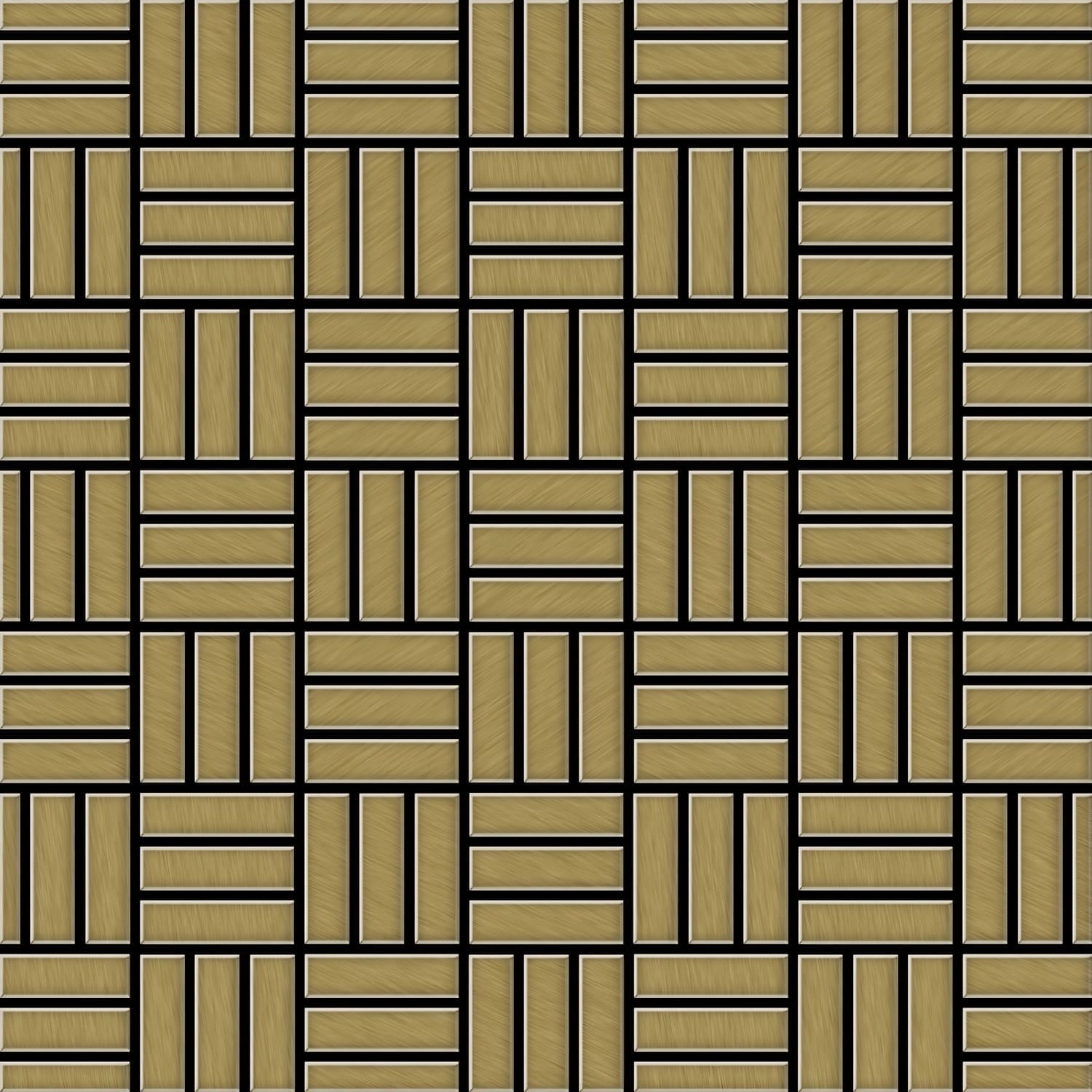 ALLOY Mosaik Fliese Massiv Metall Titan Gebürstet Gold 1,6mm Stark Basketwe günstig online kaufen