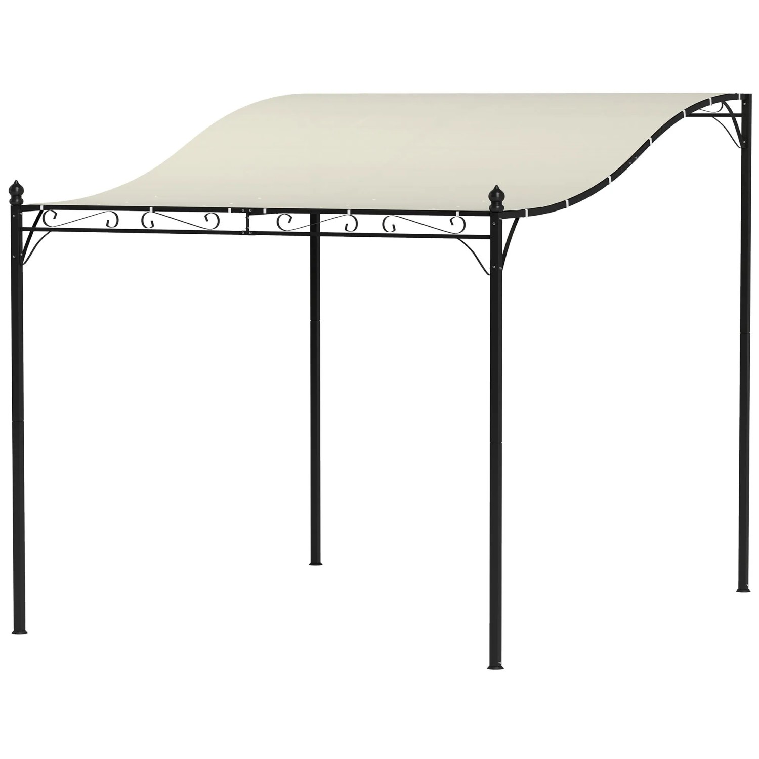 Furnicato 3 X 25 M Pergola Wandmontierter Garten-pavillon Wasserbeständig Metallrahmen Ablauflöcher Schattendach Cremeweiß