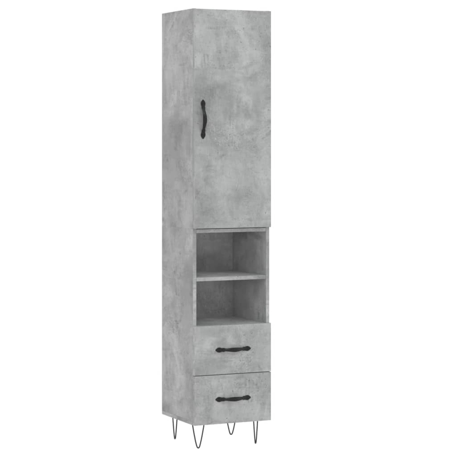 vidaXL Highboard Betongrau 34,5x34x180 cm Holzwerkstoff 3198949 günstig online kaufen