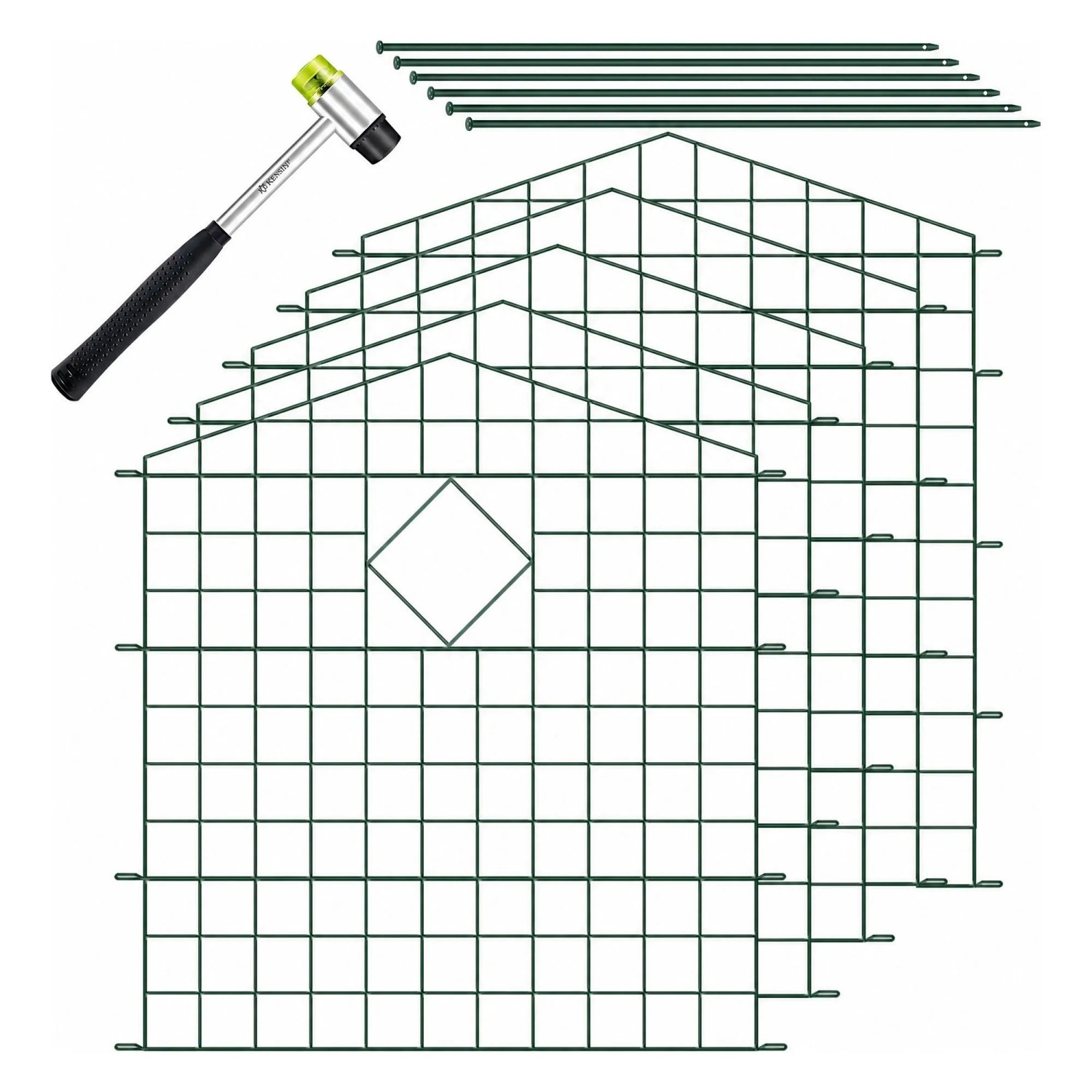 KESSER Teichzaun Gartenzaun Steckzaun Metall Oberbogen Spitz Grün 10er Set