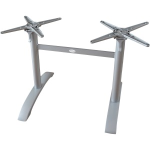Silbernes Tischgestell Pamir Doppelwangen für Gartentische, klappbar und höhenverstellbar.