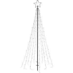 LED Fahnenmast mit Stern, 220cm, kalt-/warmweiß, für Innen & Außen. Weihnachtsdeko für Garten und Haus.