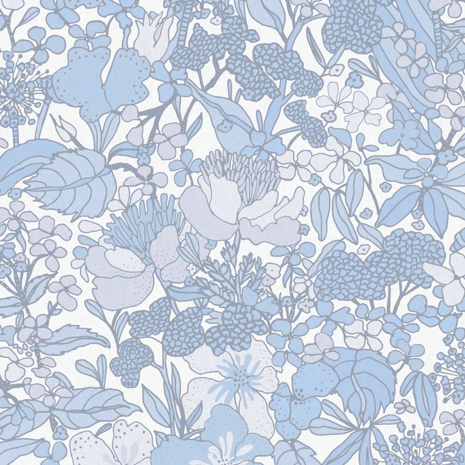 PROFHOME 377566-GU Blumen Tapete Dschungel Matt Grau Blau Weiß 0,53 m x 10, günstig online kaufen