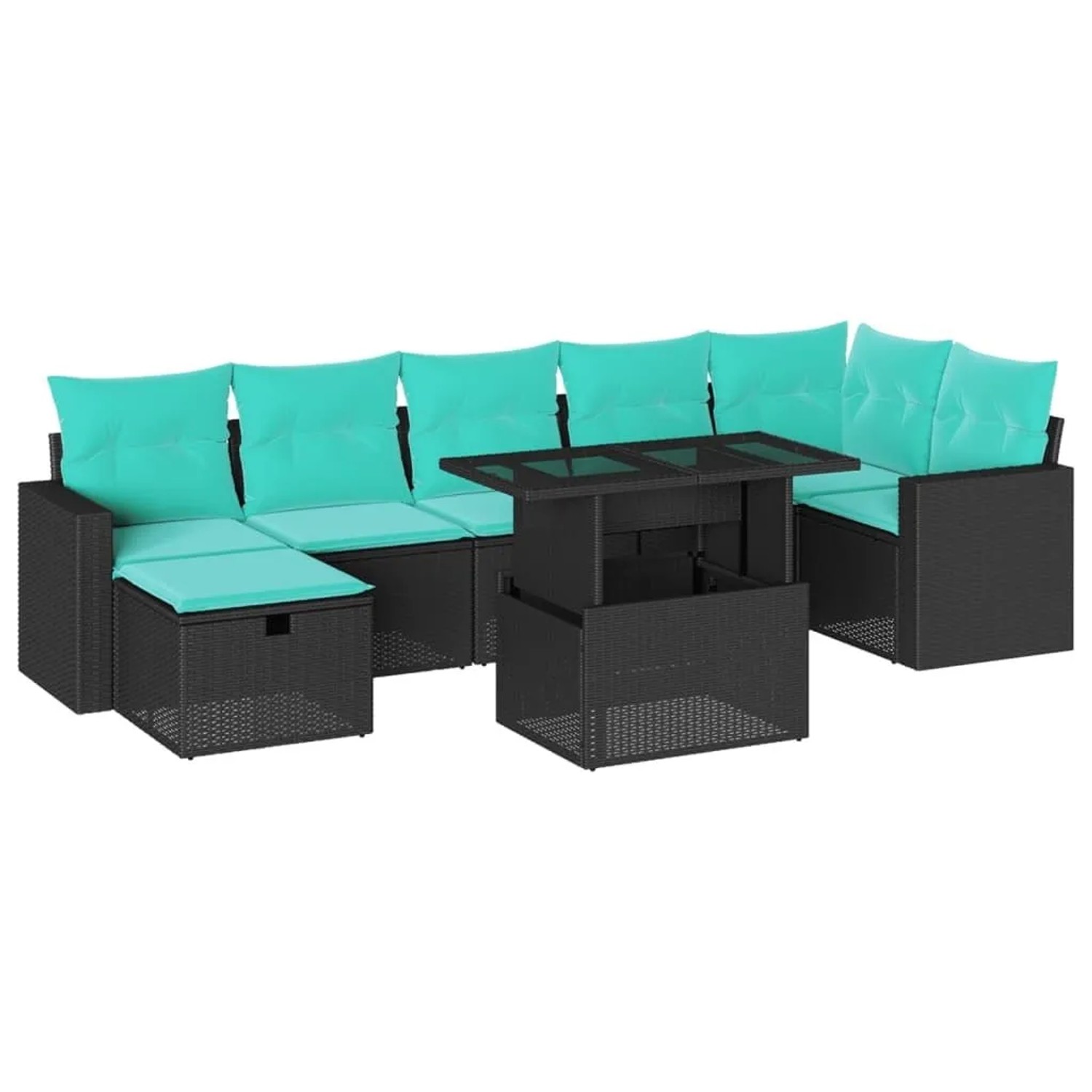 vidaXL 8-Tlg Gartensofa-Set mit Kissen Schwarz Polyrattan 3274827 günstig online kaufen