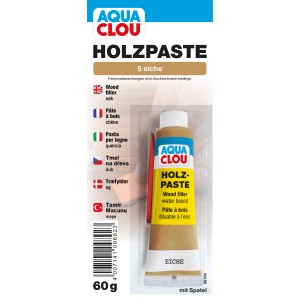 Clou Holzpaste Eiche, 60g Tube. Wasserverdünnbarer Holzspachtel für Reparaturen im Innenbereich.
