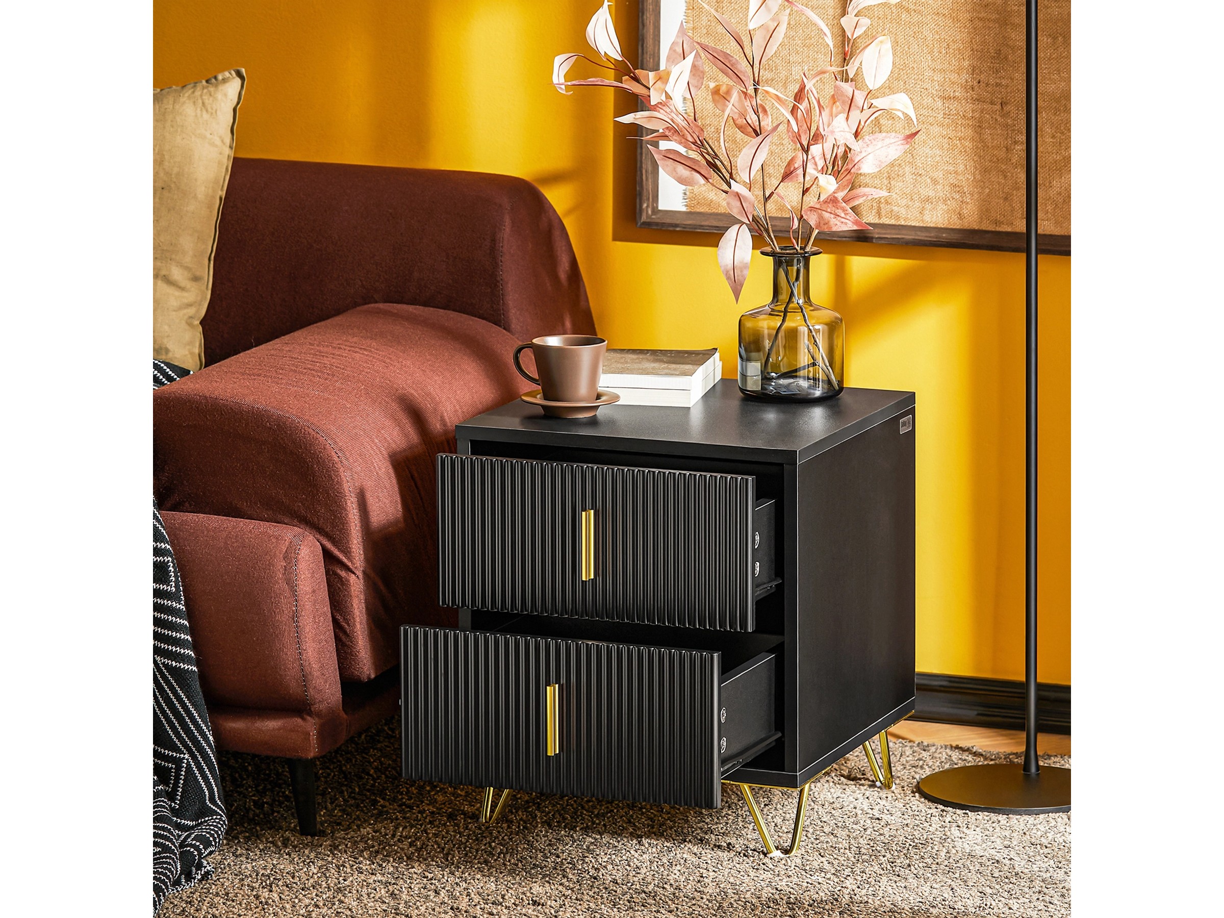 SoBuy Nachttsch FBT100/101, Mt Schubladen Und Offenen Fächern