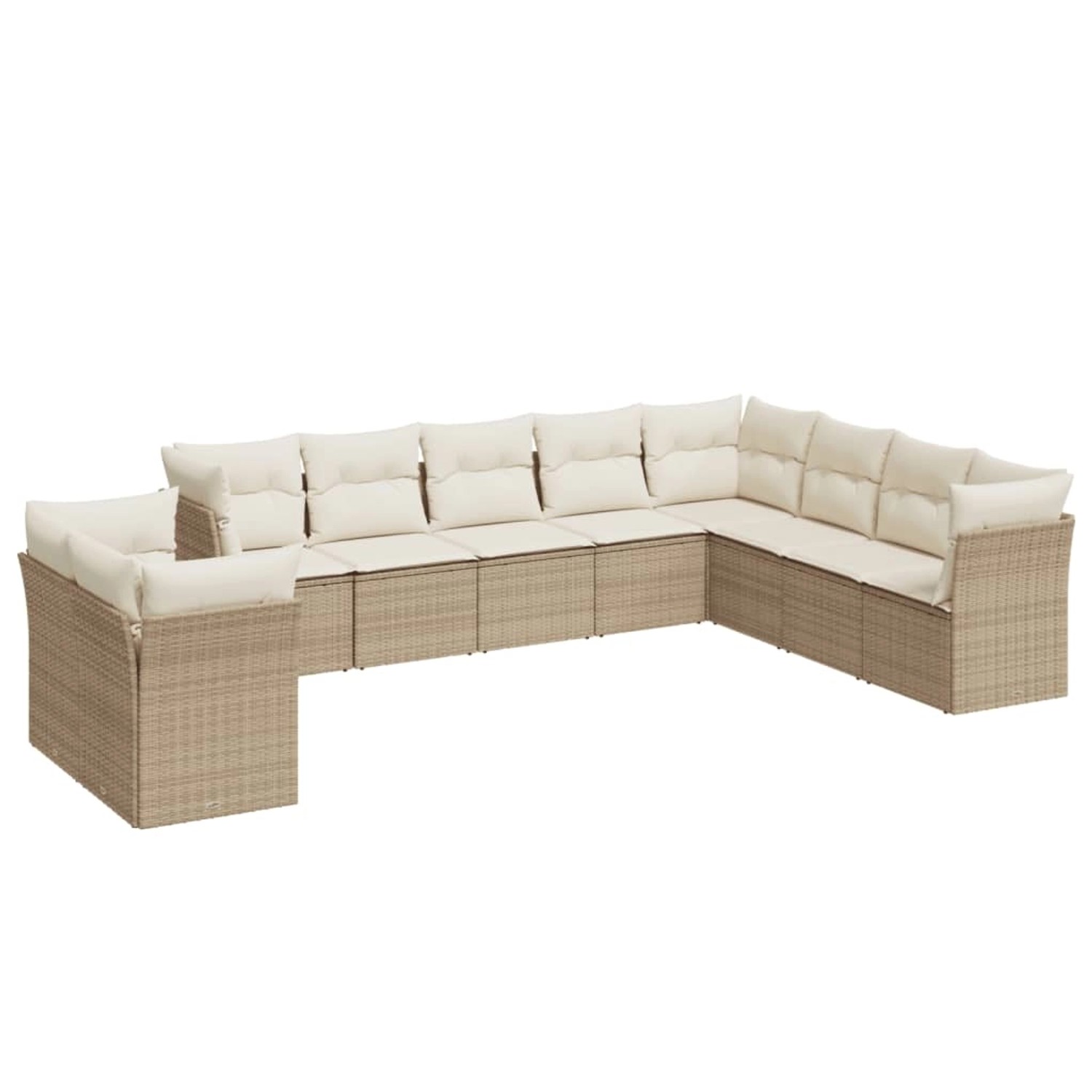vidaXL 10-Tlg Garten-Sofagarnitur mit Kissen Beige Poly Rattan 3217858 günstig online kaufen