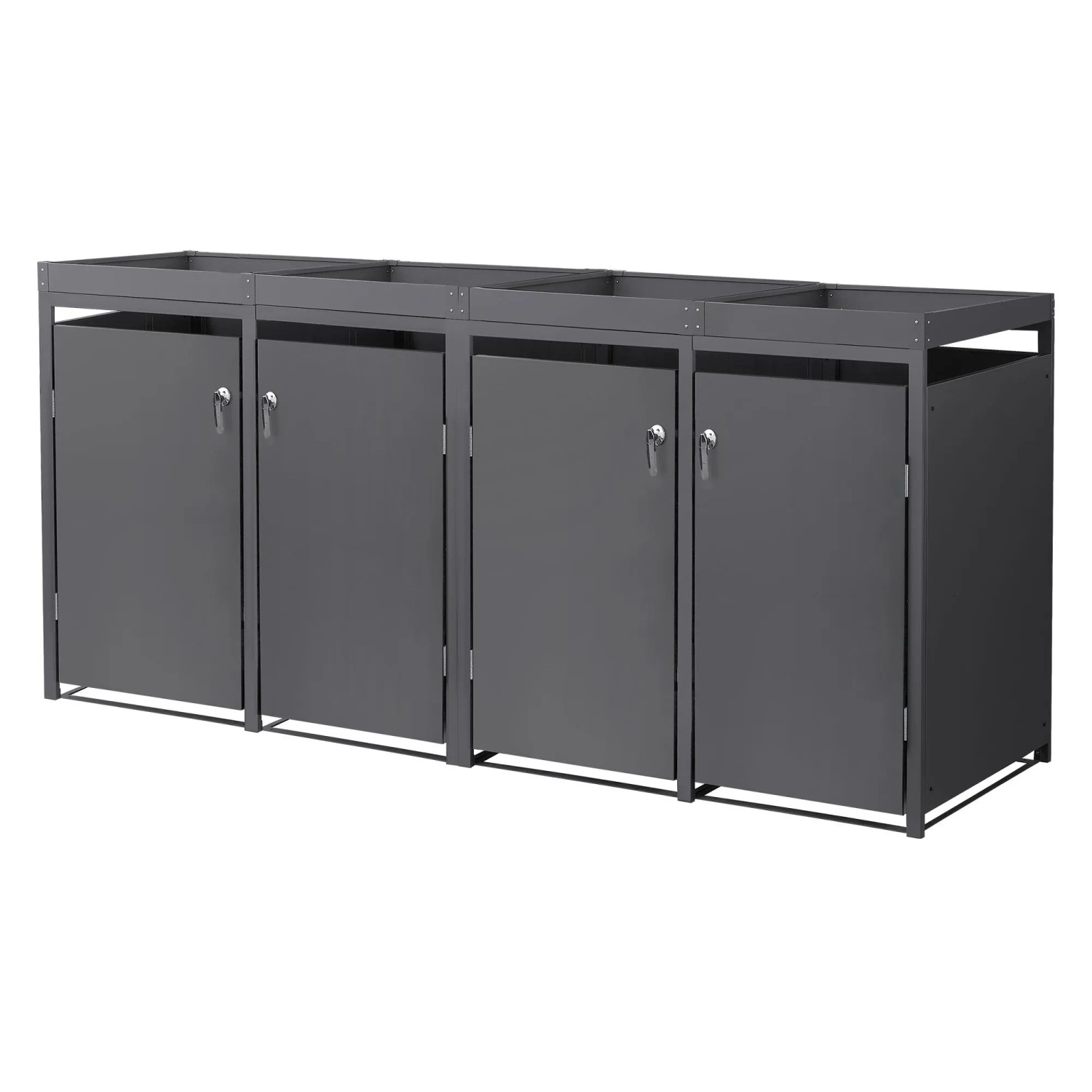 Ml-Design Mülltonnenbox 4er Pflanzdach 240L 264x80x124 cm Anthrazit