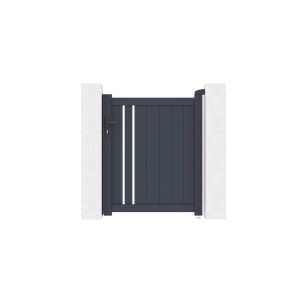 Casanoov Gartentür Giona, 120cm hoch, aus Aluminium in Grau. Modernes Design mit vertikalen Linien.