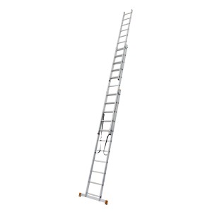 Krause Vielzweckleiter, 3-teilig, aus Aluminium mit 3 x 11 Sprossen. Leiter für vielseitige Anwendungen.
