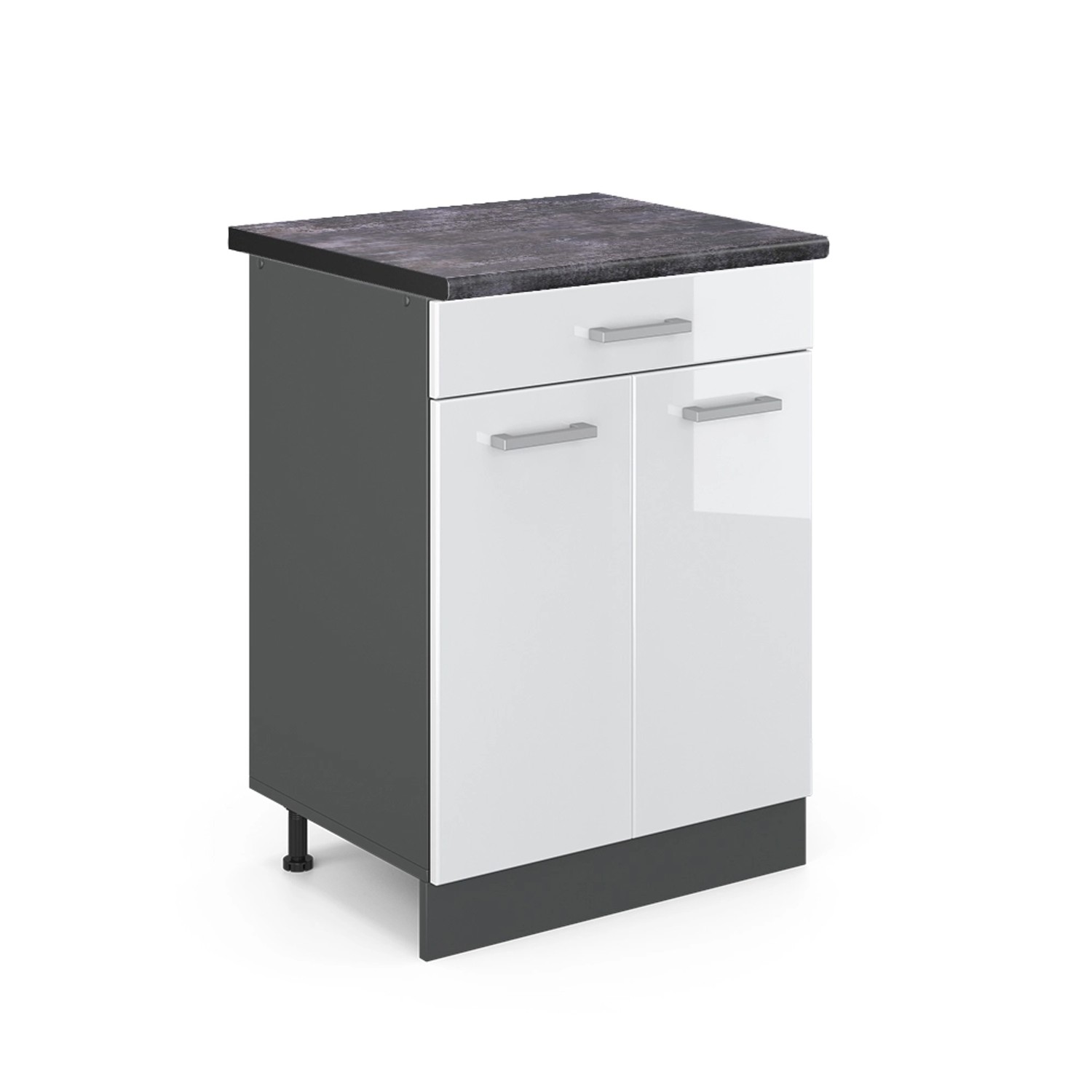 Vicco Küchenunterschrank R-Line Weiß Hochglanz/Anthrazit 60 cm AP Anthrazit günstig online kaufen