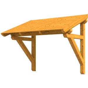 Skan Holz Haustürvordach Paderborn 1, Eiche hell lasiert, Holzvordach mit Dachschalung.