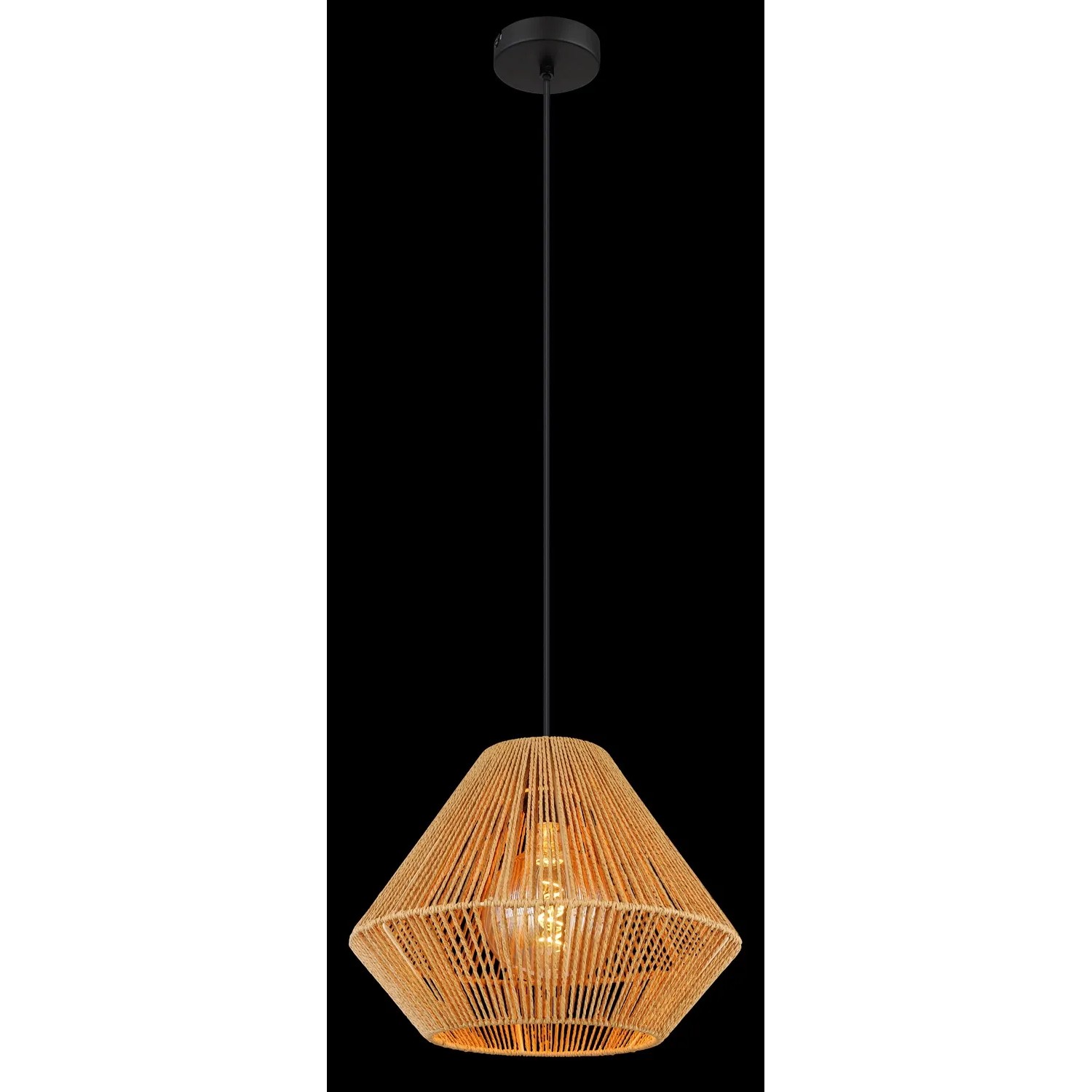 Globo Hängeleuchte Houdini Natur, Ø 35 cm, beige Seil-Optik. Pendelleuchte für Wohnräume.