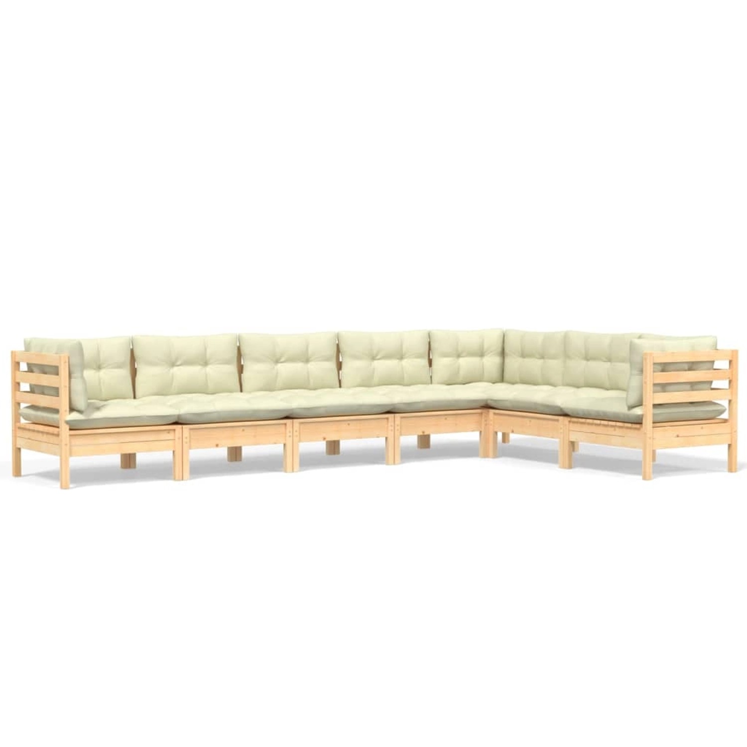 vidaXL 7-tlg Garten-Lounge-Set mit Creme Kissen Massivholz Kiefer Modell 12