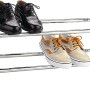 Verstellbares Schuhregal von Wenko, vernickelt, für bis zu 10 Paar Schuhe. Ausziehbar von 62 bis 115 cm.