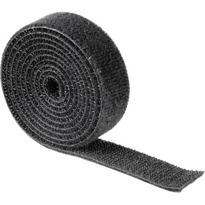 Hama Klettband, 1 m, Schwarz, aufgerollt. Universell einsetzbar für Kabelmanagement.