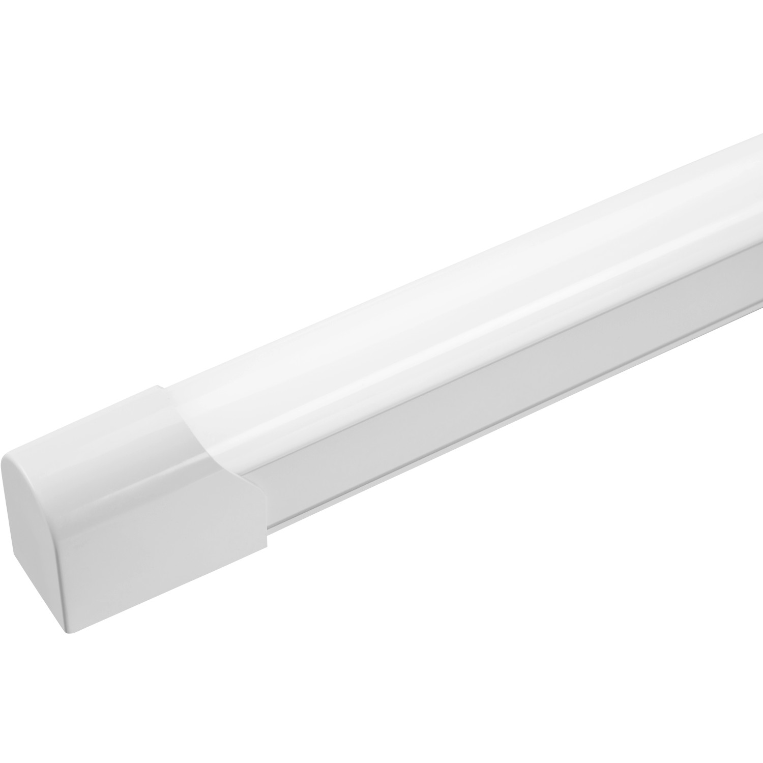 Weiße LED-Unterbauleuchte aus Aluminium und Kunststoff, ideal für die Küchenbeleuchtung.