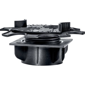 Schwarzer Spax Free Lift für Terrassenträger, 20-75 mm breit, 3 Stück zum Ausgleich von Höhenunterschieden.