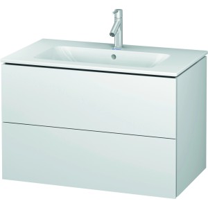 Duravit Waschbeckenunterschrank L-Cube, weiß matt, 82 cm breit, mit zwei Schubladen.