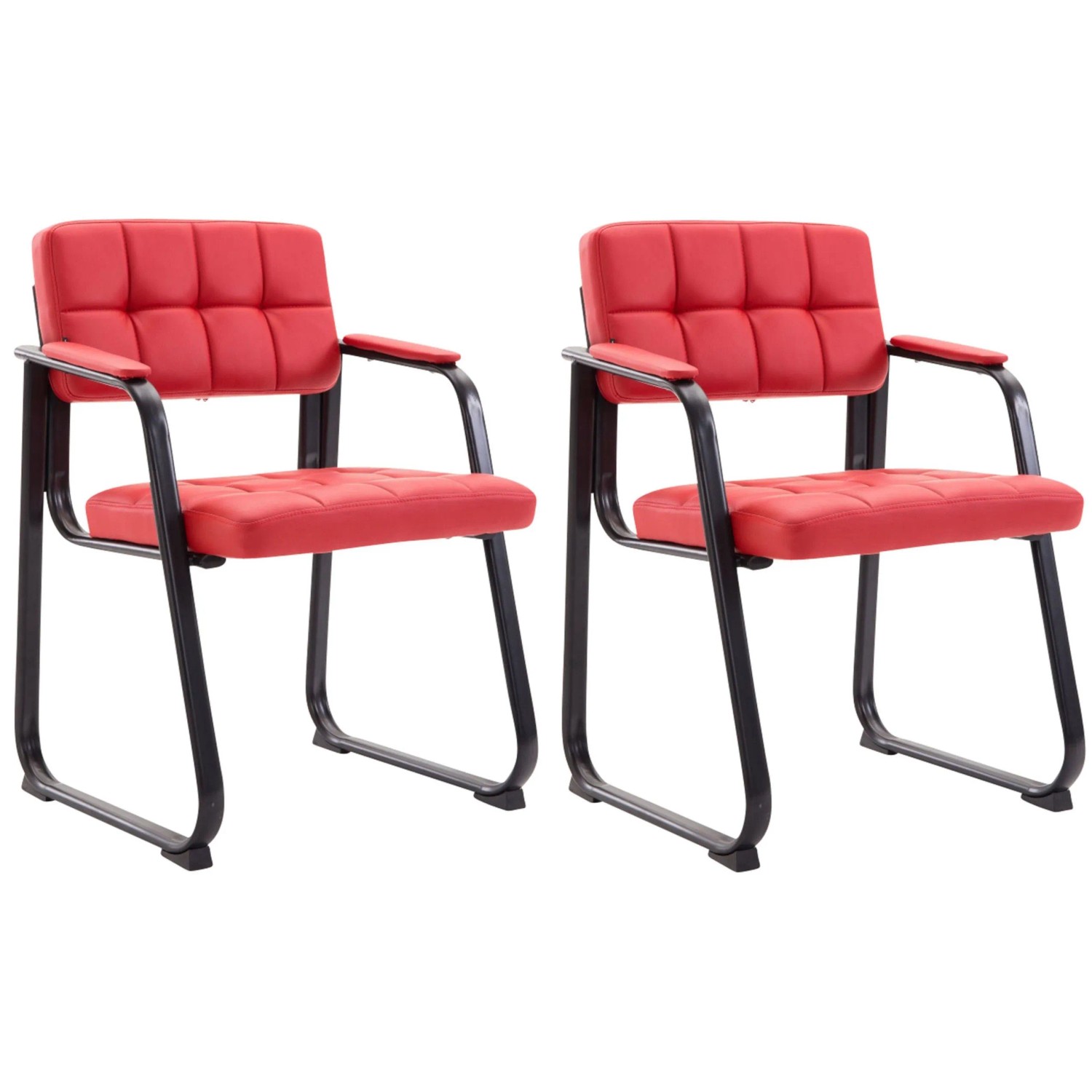 CLP 2er Set Besucherstühle Canada B Kunstleder Rot