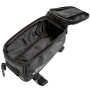 Offene, schwarze Tectake Fahrradtasche zur Rahmenbefestigung, wasserabweisend.