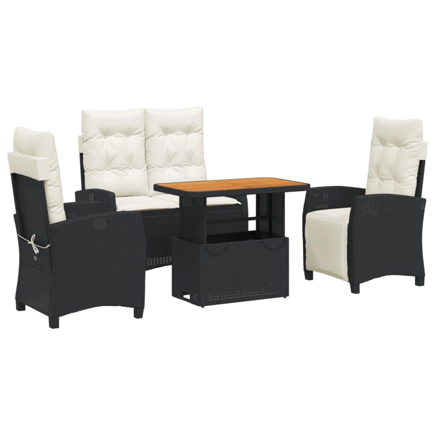 vidaXL 4-Tlg Garten-Essgruppe mit Kissen Schwarz Poly Rattan 3277384 günstig online kaufen